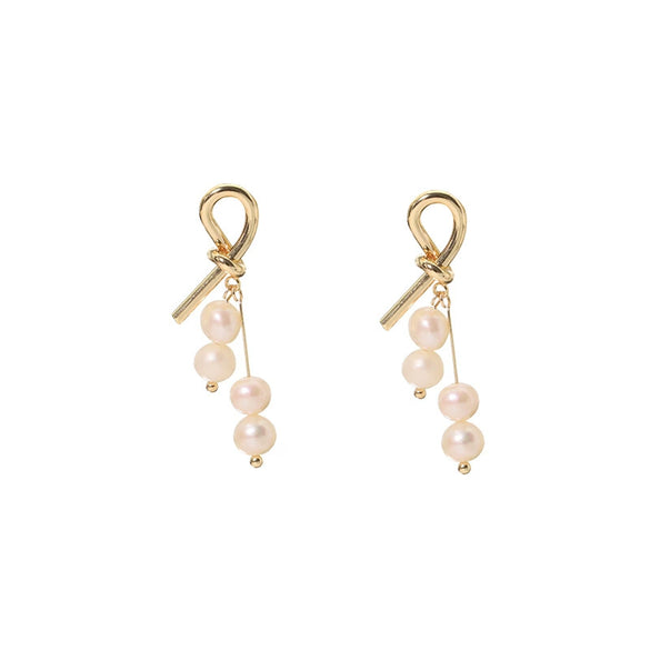 Women's Natural Pearl Geometric Baroque Retro Simple Electroplated Ear Clip Earrings Jewelry