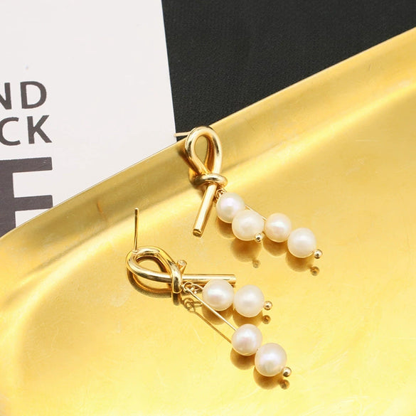 Women's Natural Pearl Geometric Baroque Retro Simple Electroplated Ear Clip Earrings Jewelry