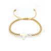 Women's Natural Pearl Geometric Beaded Handwoven Copper Goldplated Bracelet