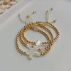 Women's Natural Pearl Geometric Beaded Handwoven Copper Goldplated Bracelet