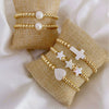 Women's Natural Pearl Geometric Beaded Handwoven Copper Goldplated Bracelet