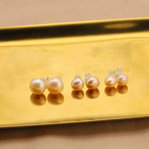 Women's Natural Pearl Geometric 925 Sterling Silver Retro Handmade Earrings