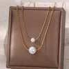 Women's Natural Pearl Pendant Necklace Titanium Steel Light Luxury Minimalist Round Snake Chain