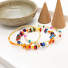 Women's Natural Retro Style Handwoven Glass And Glaze Beaded Bracelet With Geometric Pattern And Colorful Natural Pearl Gravel