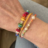 Women's Natural Retro Style Handwoven Glass And Glaze Beaded Bracelet With Geometric Pattern And Colorful Natural Pearl Gravel