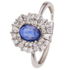 Women's Natural Sapphire Gemstone Ring In S925 Sterling Silver Geometric Style Set With Gemstones