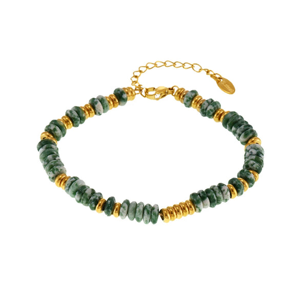 Women's Natural Stone Abacus Beads Bracelet Light Luxury 316L Stainless Steel 18K Gold Plated Geometric Decoration