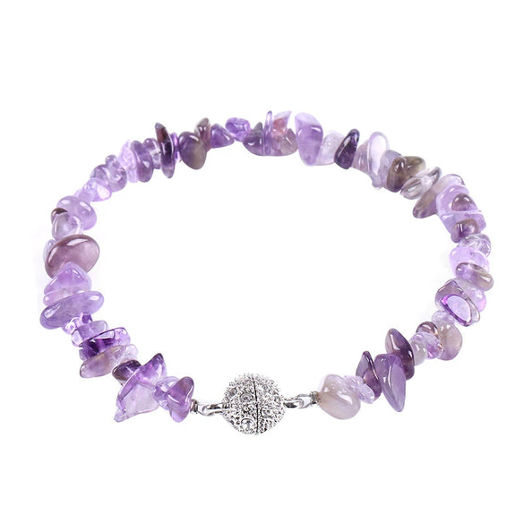 Women's Natural Stone And Copper Accessories Minimalist Irregular Bead Electroplated Bracelet With Volcanic Rock Amethyst Lapis Lazuli And More