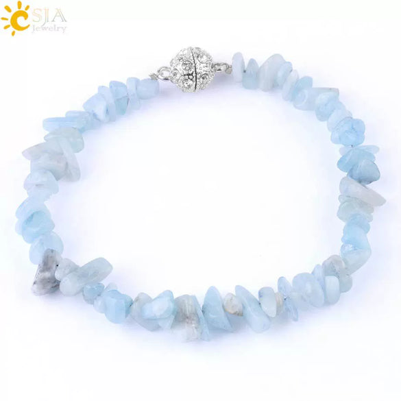 Women's Natural Stone And Copper Accessories Minimalist Irregular Bead Electroplated Bracelet With Volcanic Rock Amethyst Lapis Lazuli And More