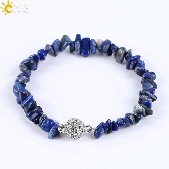 Women's Natural Stone And Copper Accessories Minimalist Irregular Bead Electroplated Bracelet With Volcanic Rock Amethyst Lapis Lazuli And More