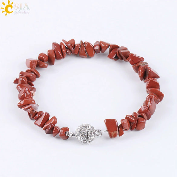Women's Natural Stone And Copper Accessories Minimalist Irregular Bead Electroplated Bracelet With Volcanic Rock Amethyst Lapis Lazuli And More