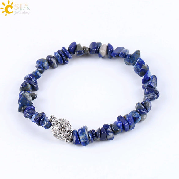 Women's Natural Stone And Copper Accessories Minimalist Irregular Bead Electroplated Bracelet With Volcanic Rock Amethyst Lapis Lazuli And More