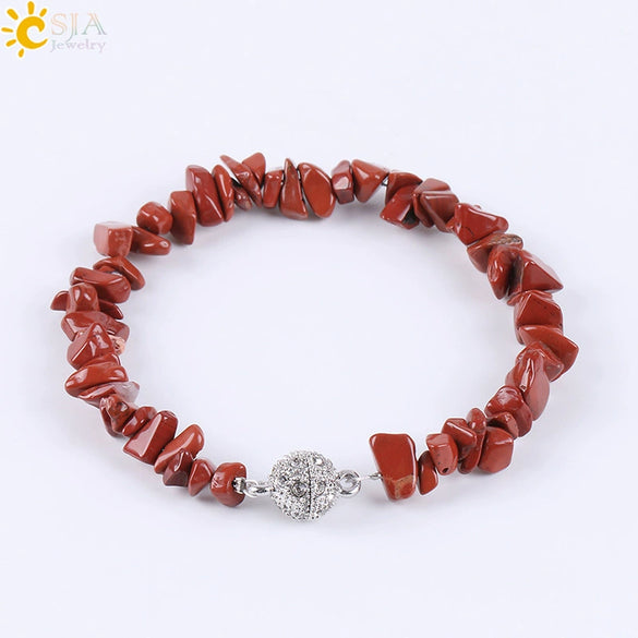 Women's Natural Stone And Copper Accessories Minimalist Irregular Bead Electroplated Bracelet With Volcanic Rock Amethyst Lapis Lazuli And More