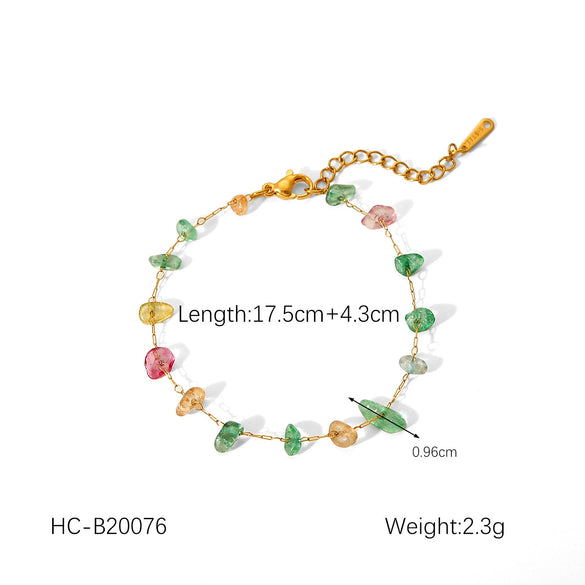Women's Natural Stone And Stainless Steel Geometric Beaded Necklace With Electroplating Light Luxury Fashion Jewelry