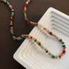 Women's Natural Stone And Titanium Steel Geometric Handmade Baroque Beaded Clavicle Chain Necklace
