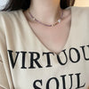 Women's Natural Stone And Titanium Steel Geometric Handmade Baroque Beaded Clavicle Chain Necklace