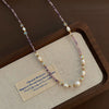 Women's Natural Stone And Titanium Steel Geometric Handmade Baroque Beaded Clavicle Chain Necklace