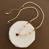 Women's Natural Stone And Titanium Steel Geometric Handmade Baroque Beaded Clavicle Chain Necklace