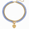 Women's Natural Stone Colorful Beaded Necklace With Heart Pendant And Ot Clasp Electroplated Metal Bead Chain Vacation Style Clavicle Necklace