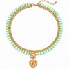 Women's Natural Stone Colorful Beaded Necklace With Heart Pendant And Ot Clasp Electroplated Metal Bead Chain Vacation Style Clavicle Necklace