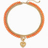 Women's Natural Stone Colorful Beaded Necklace With Heart Pendant And Ot Clasp Electroplated Metal Bead Chain Vacation Style Clavicle Necklace