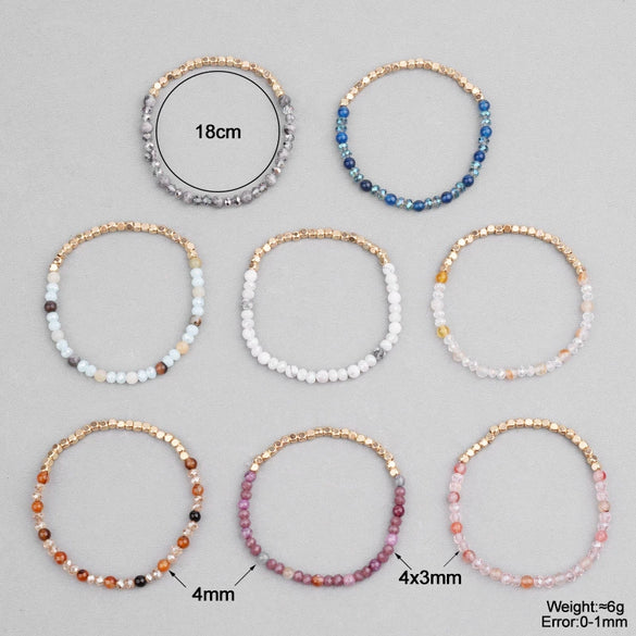 Women's Natural Stone Crystal Agate Acrylic Beaded Bracelet Jewelry With Geometric Pattern