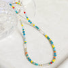 Women's Natural Stone Crystal Stainless Steel Geometric Handmade Beaded Necklace