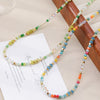 Women's Natural Stone Crystal Stainless Steel Geometric Handmade Beaded Necklace