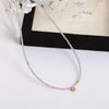 Women's Natural Stone Crystal Stainless Steel Geometric Handmade Beaded Necklace