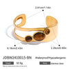 Women's Natural Stone Hollow Titanium Steel And Stainless Steel Open Bracelet With Electroplating Minimalist Style