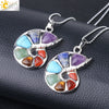 Women's Natural Stone Pendant Necklace With Alloy Electroplated Ball Chain Colorful Semi Precious Jewelry