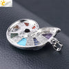 Women's Natural Stone Pendant Necklace With Alloy Electroplated Ball Chain Colorful Semi Precious Jewelry