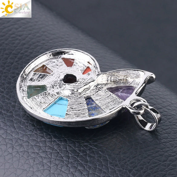 Women's Natural Stone Pendant Necklace With Alloy Electroplated Ball Chain Colorful Semi Precious Jewelry