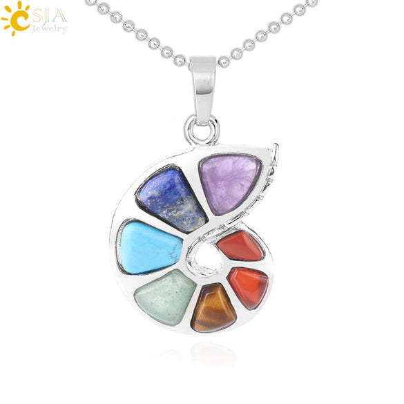 Women's Natural Stone Pendant Necklace With Alloy Electroplated Ball Chain Colorful Semi Precious Jewelry