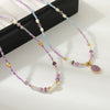 Women's Natural Stone Stainless Steel Beaded Clavicle Chain Necklace Handmade Geometric Design Light Luxury Little Fresh Style