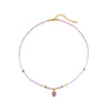 Women's Natural Stone Stainless Steel Beaded Clavicle Chain Necklace Handmade Geometric Design Light Luxury Little Fresh Style