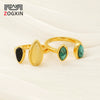 Women's Natural Stone 316L Stainless Steel Geometric Opening Ring With Electroplating