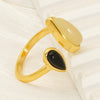 Women's Natural Stone 316L Stainless Steel Geometric Opening Ring With Electroplating