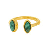 Women's Natural Stone 316L Stainless Steel Geometric Opening Ring With Electroplating