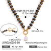 Women's Natural Stone Stainless Steel Geometric Pendant Necklace With Pvd Gold Plating And Lobster Clasp