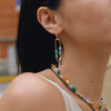 Women's Natural Stone Tassel Stainless Steel Earrings With Geometric Plated Design And Elegant Sparkling Detail