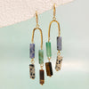 Women's Natural Stone Tassel Stainless Steel Earrings With Geometric Plated Design And Elegant Sparkling Detail