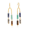 Women's Natural Stone Tassel Stainless Steel Earrings With Geometric Plated Design And Elegant Sparkling Detail