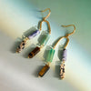 Women's Natural Stone Tassel Stainless Steel Earrings With Geometric Plated Design And Elegant Sparkling Detail