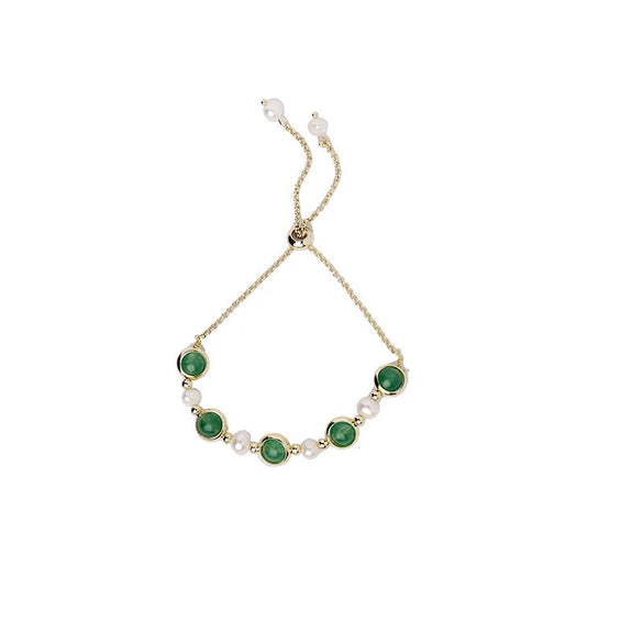 Women's Natural Style Alloy Pearl Crystal Geometric Electroplated Bracelet