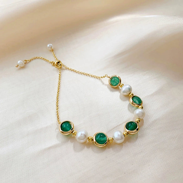 Women's Natural Style Alloy Pearl Crystal Geometric Electroplated Bracelet