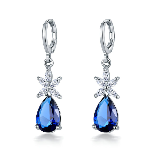 Women's Natural Style Copper Drop Shape Earrings With Zircon Fashion Dangle Earrings For Wholesale