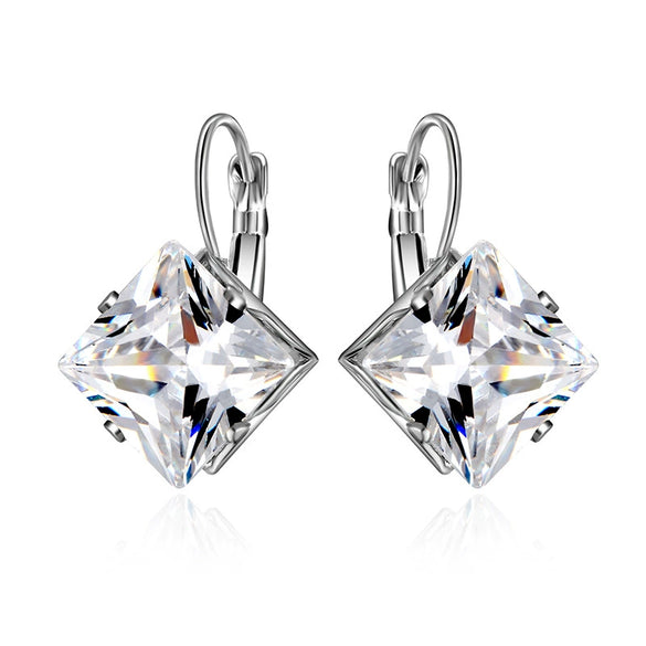 Women's Natural Style Geometric Zircon Earrings Distinctive Statement Diamond Look Jewelry
