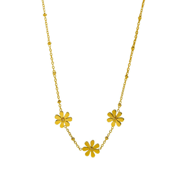 Women's Natural Style Stainless Steel And 18K Gold Electroplated Sunflower Daisy Clavicle Necklace