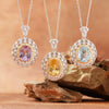 Women's Natural Topaz Amethyst Citrine Geometric Style S925 Sterling Silver Crystal Jewelry Necklace